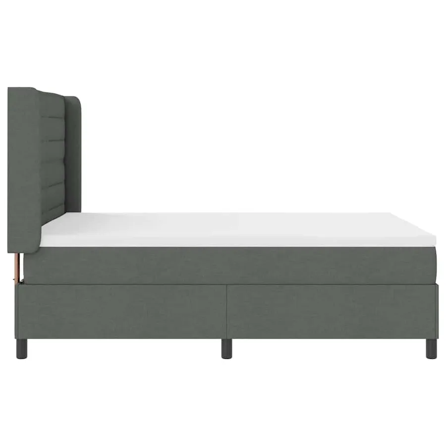 Lit à ressort LED avec matelas Gris foncé 140 x 190 cm tissu - 9