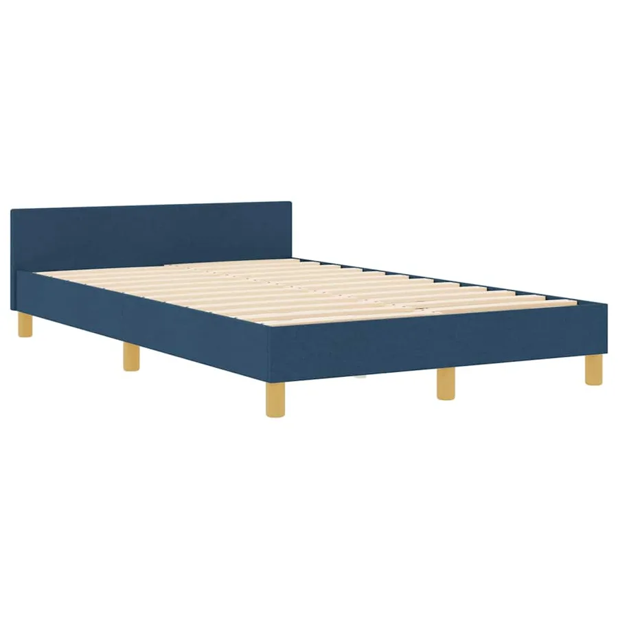 Cadre de lit avec tête de lit Bleu 120 x 200 cm tissu - 5
