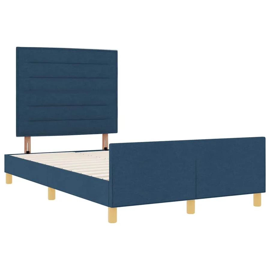 Cadre de lit avec tête de lit Bleu 120 x 200 cm tissu - 6