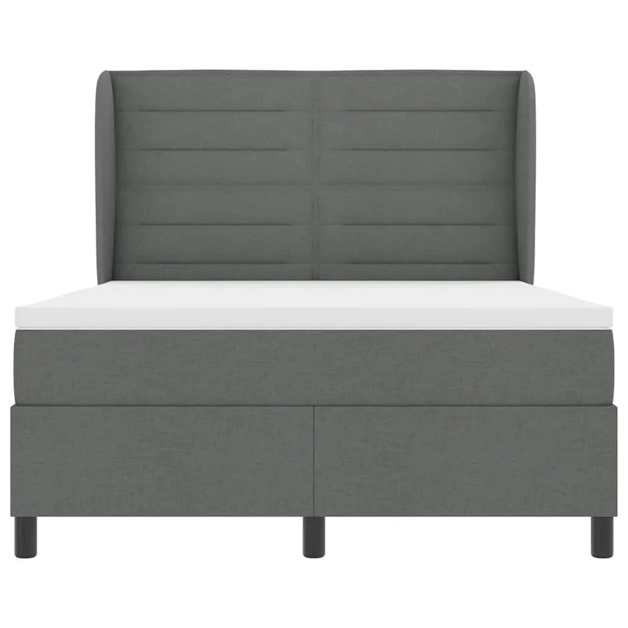 Lit à ressorts avec matelas Gris foncé 140 x 190 cm tissu - 6
