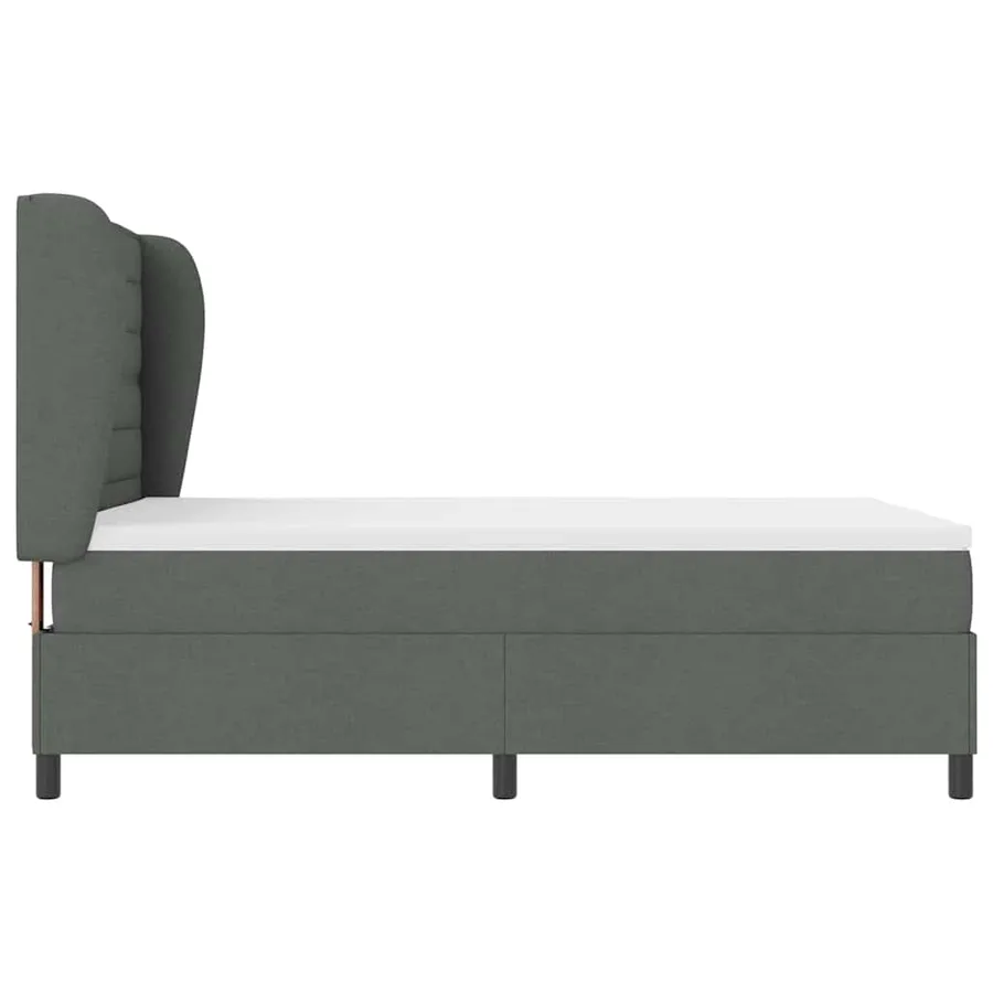 Lit à ressorts avec matelas Gris foncé 140 x 190 cm tissu - 7