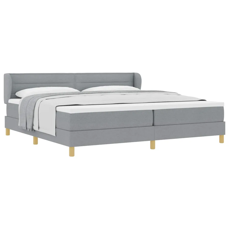 Lit à ressorts avec matelas Gris clair 200 x 200 cm tissu - 2