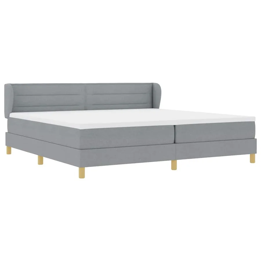 Lit à ressorts avec matelas Gris clair 200 x 200 cm tissu - 5