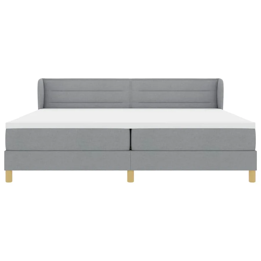 Lit à ressorts avec matelas Gris clair 200 x 200 cm tissu - 6