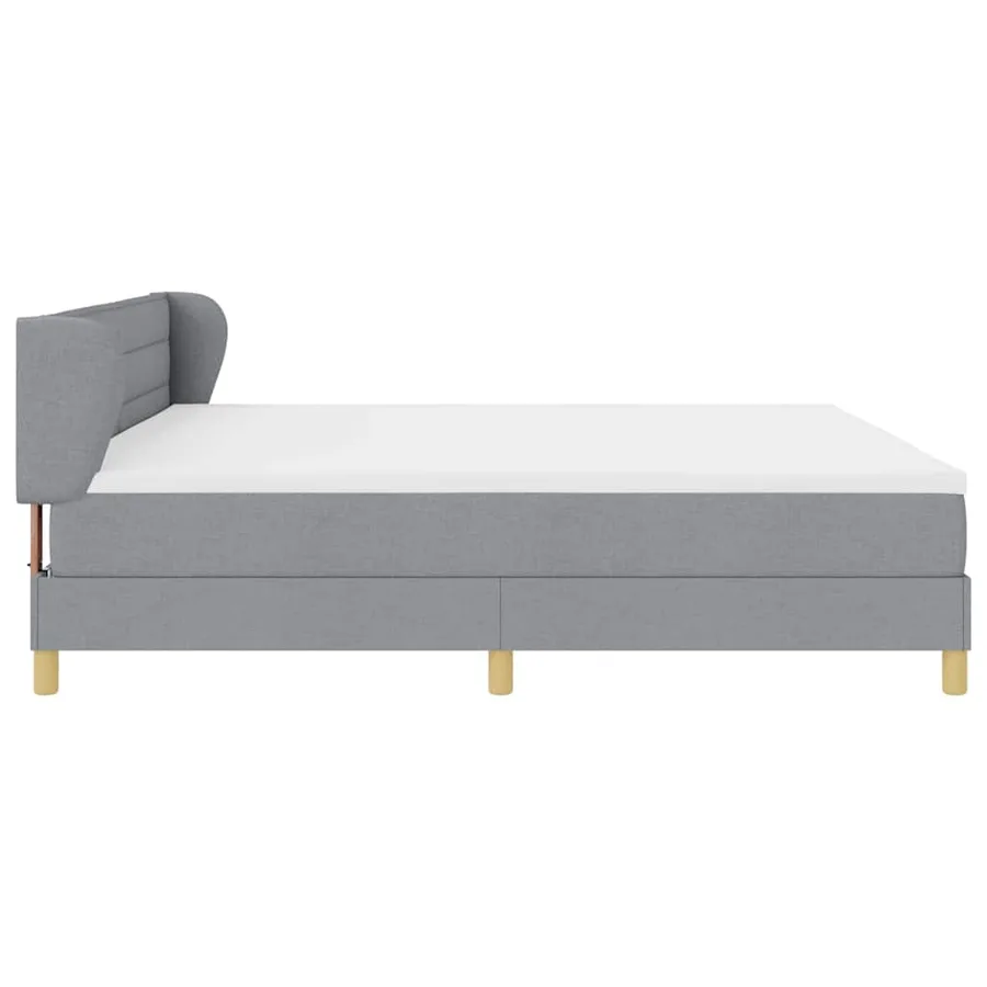 Lit à ressorts avec matelas Gris clair 200 x 200 cm tissu - 7