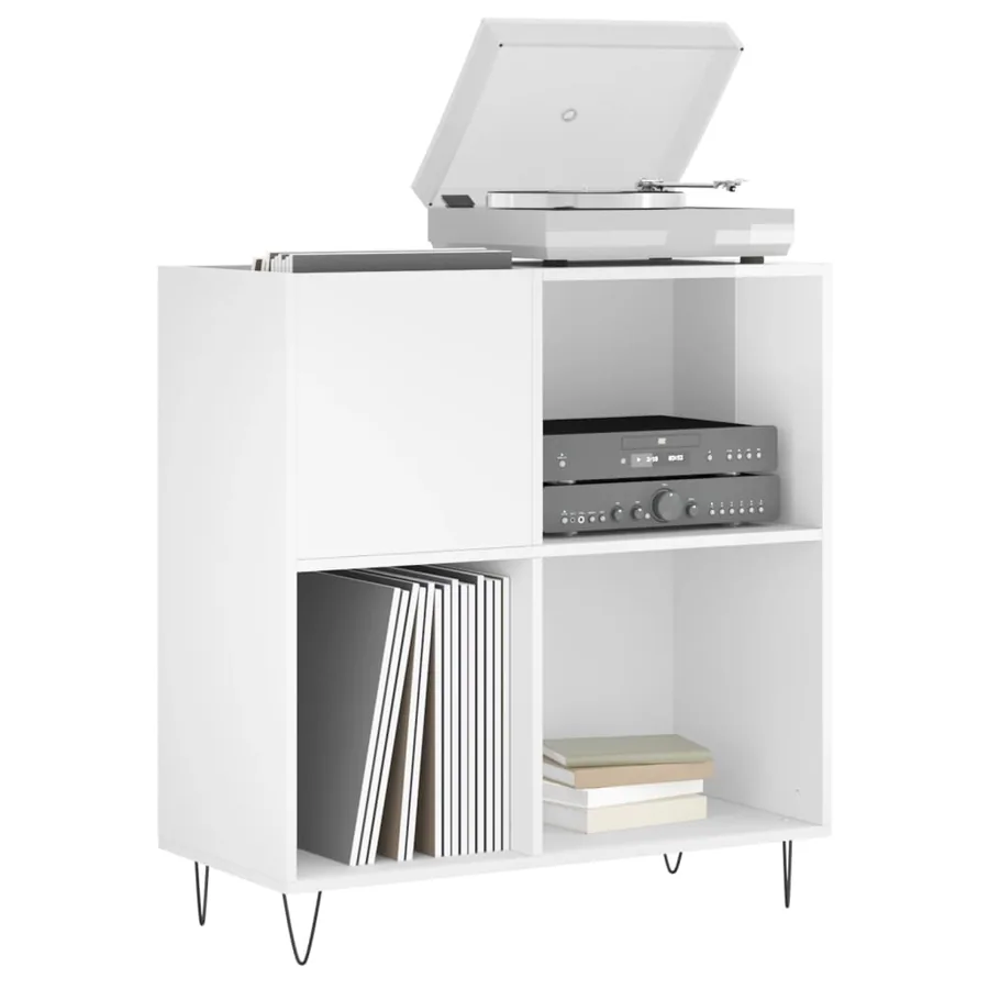 Armoire à disques blanc brillant 84,5x38x89cm bois d'ingénierie - 3