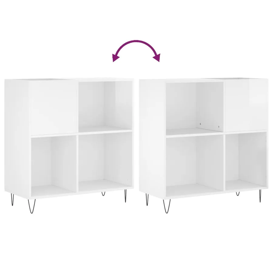 Armoire à disques blanc brillant 84,5x38x89cm bois d'ingénierie - 7