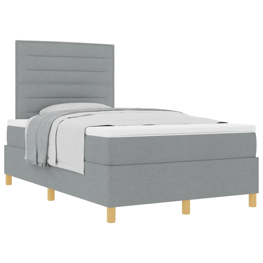 Lit à ressorts avec matelas Gris clair 120 x 200 cm tissu - 2