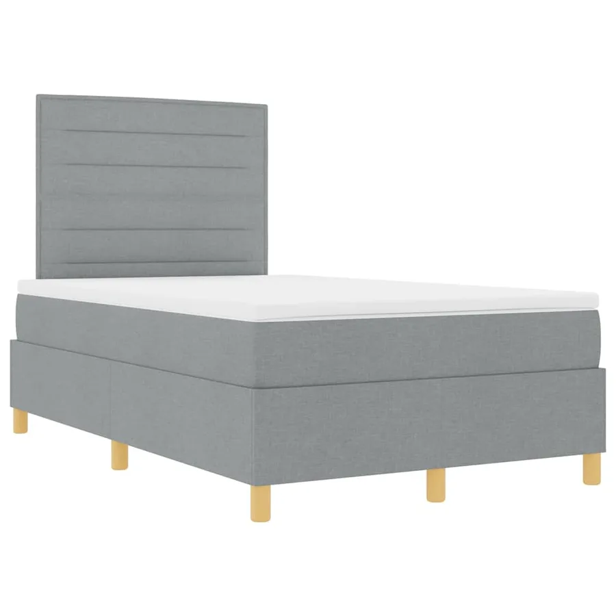 Lit à ressorts avec matelas Gris clair 120 x 200 cm tissu - 5