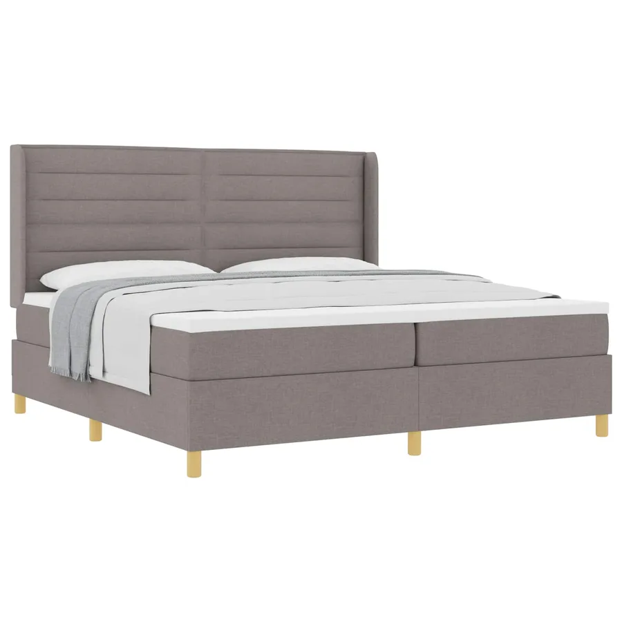 Lit à ressorts avec matelas Taupe 200 x 200 cm tissu - 2