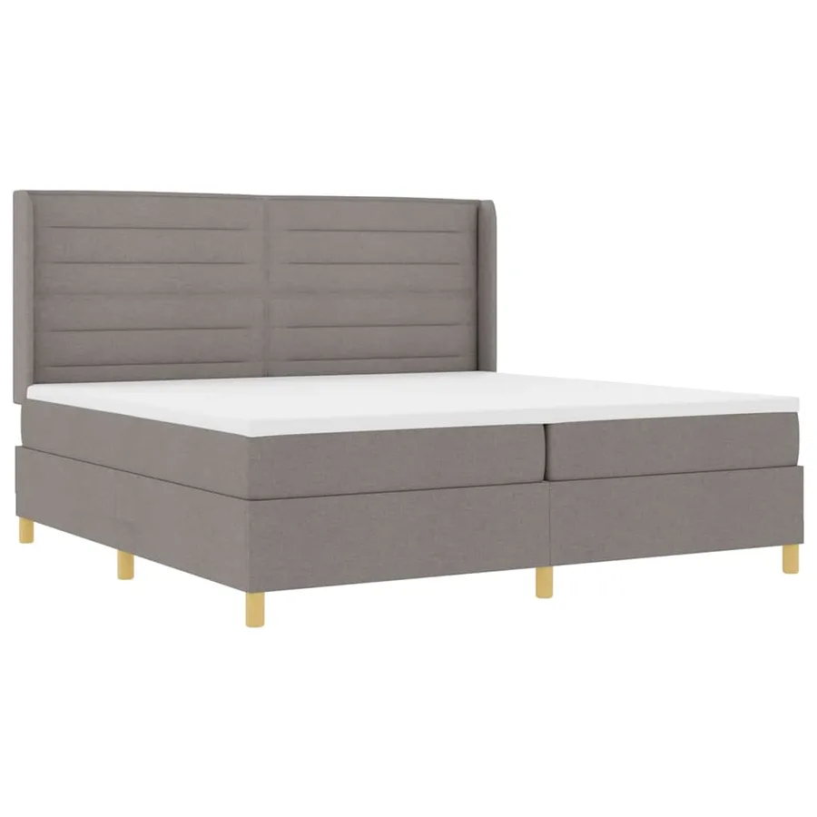 Lit à ressorts avec matelas Taupe 200 x 200 cm tissu - 4