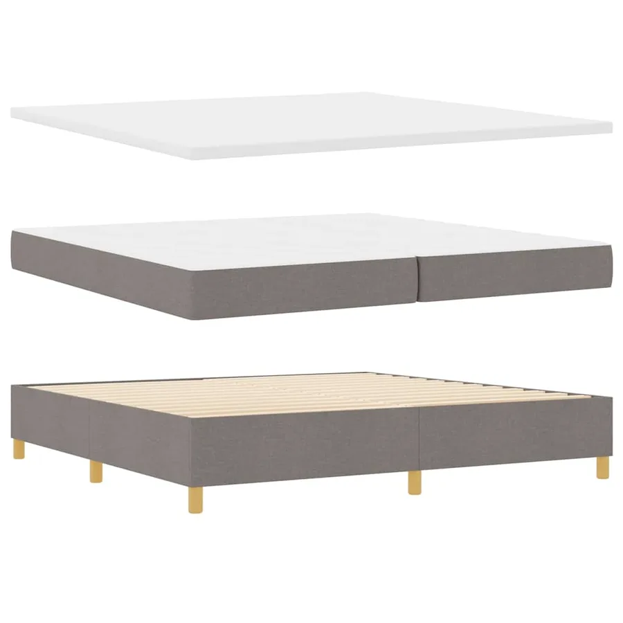 Lit à ressorts avec matelas Taupe 200 x 200 cm tissu - 5