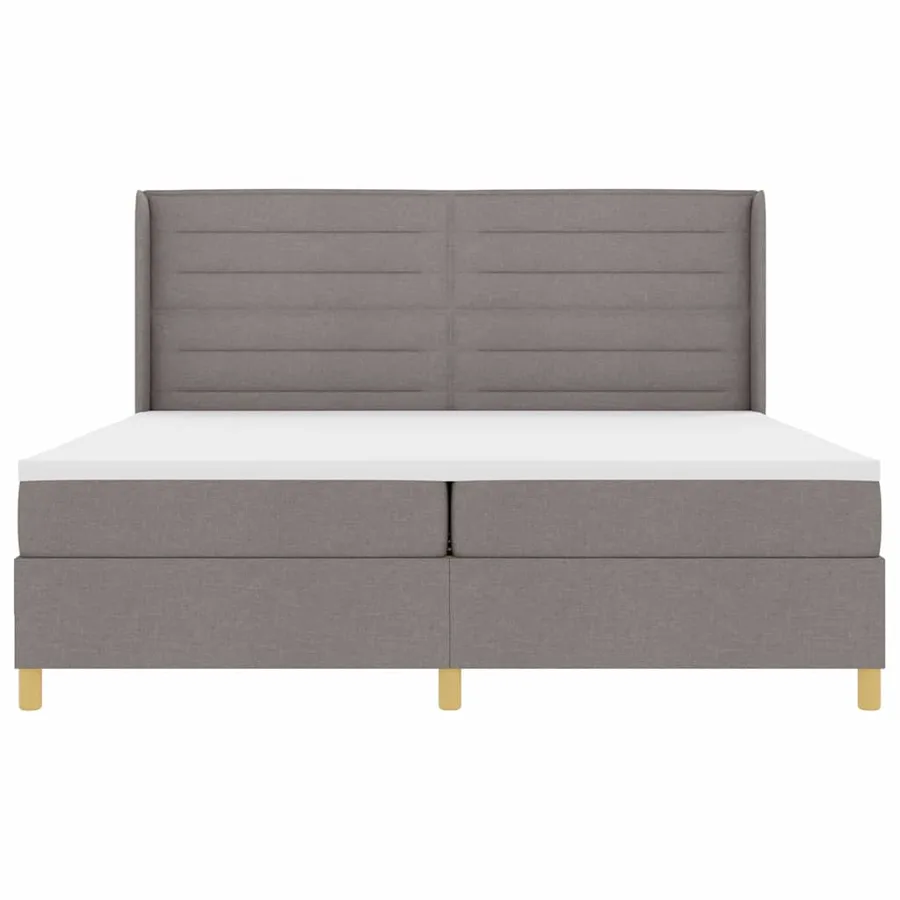 Lit à ressorts avec matelas Taupe 200 x 200 cm tissu - 7