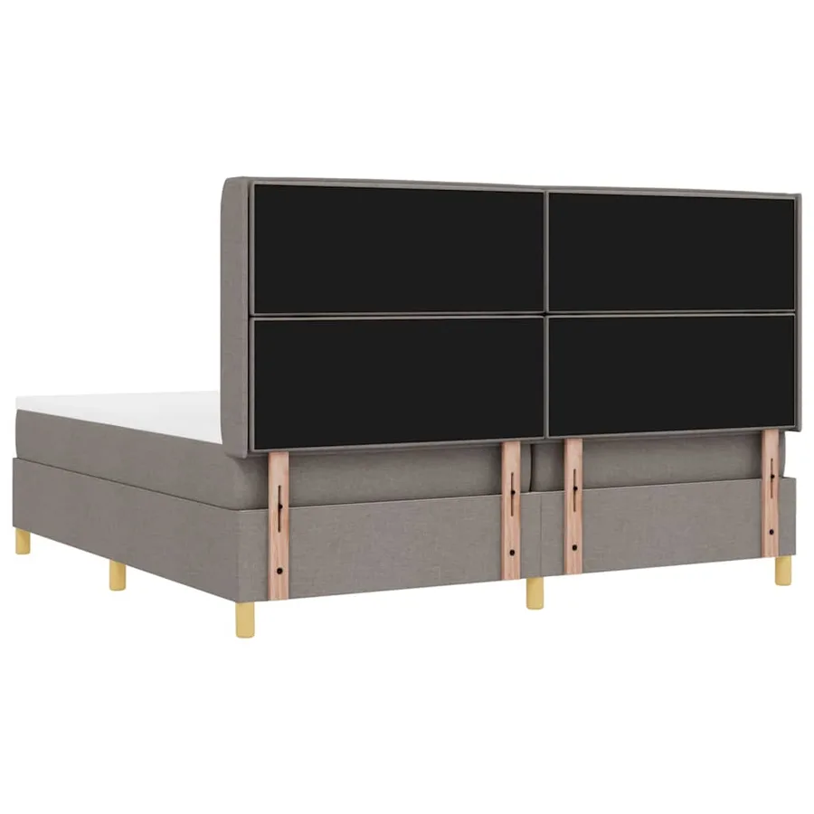 Lit à ressorts avec matelas Taupe 200 x 200 cm tissu - 9