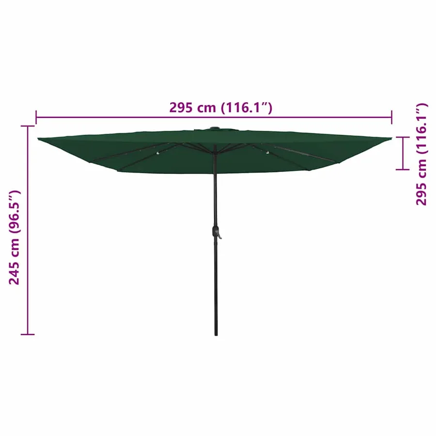 Parasol de jardin Vert 295 x 295 x 245 cm Polyester et Acier - 8