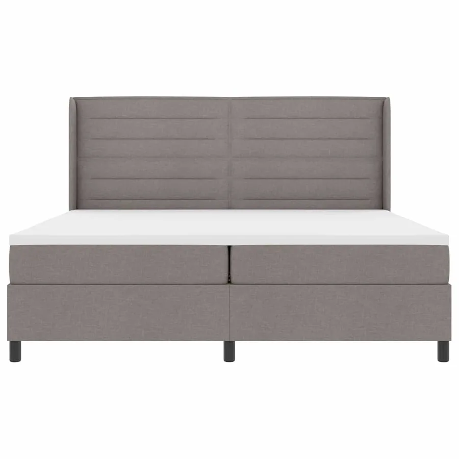 Lit à ressorts avec matelas Taupe 200 x 200 cm tissu - 7