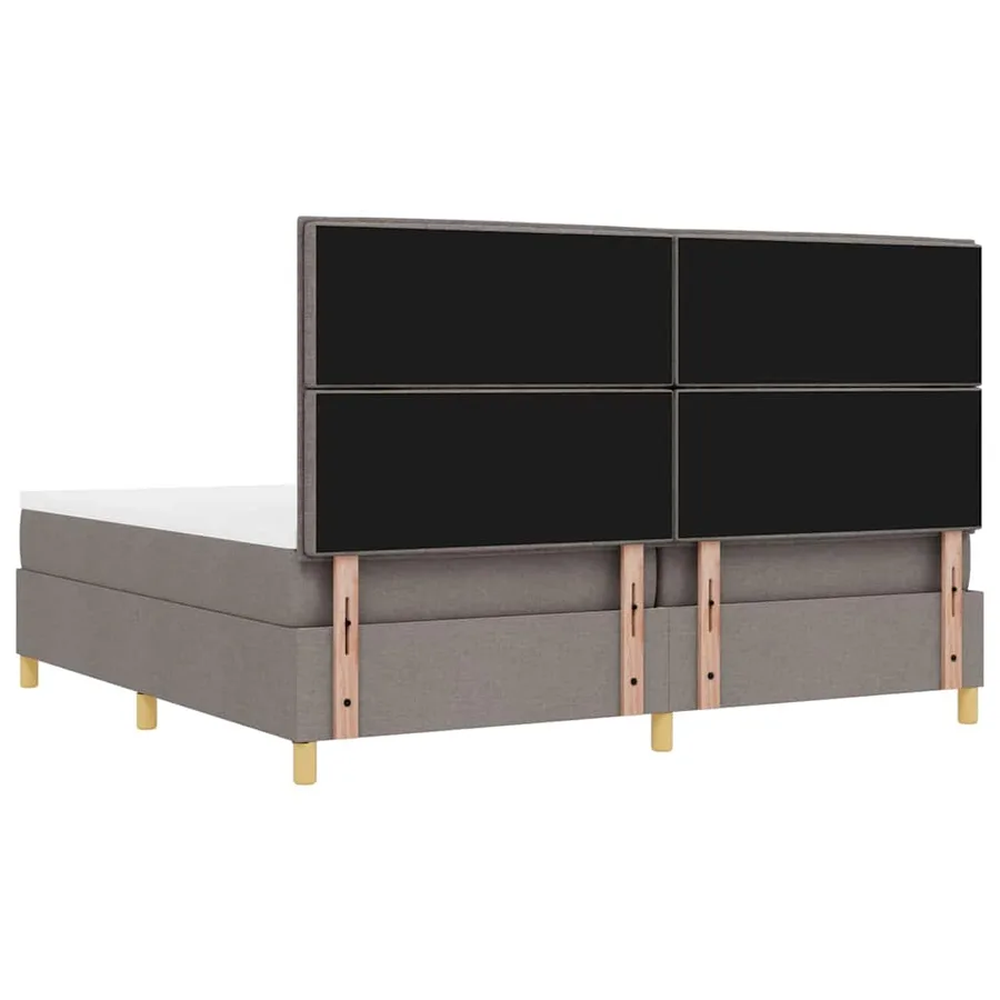 Lit à ressorts avec matelas Taupe 200 x 200 cm tissu - 10