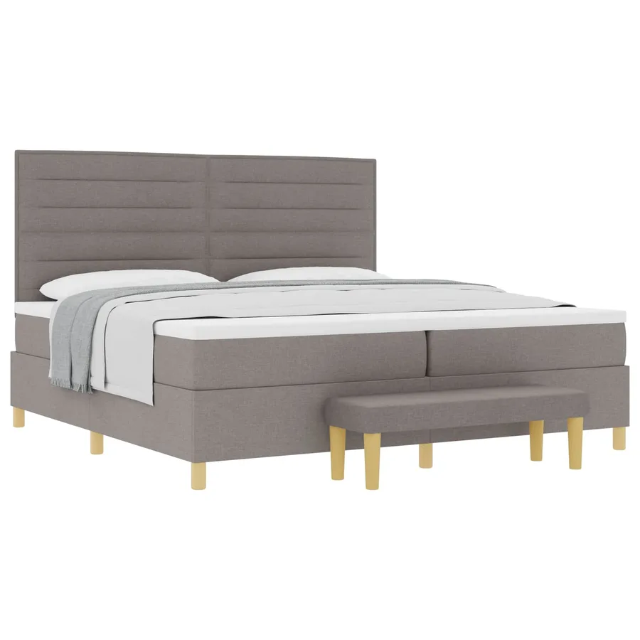 Lit à ressorts avec matelas Taupe 200 x 200 cm tissu - 2