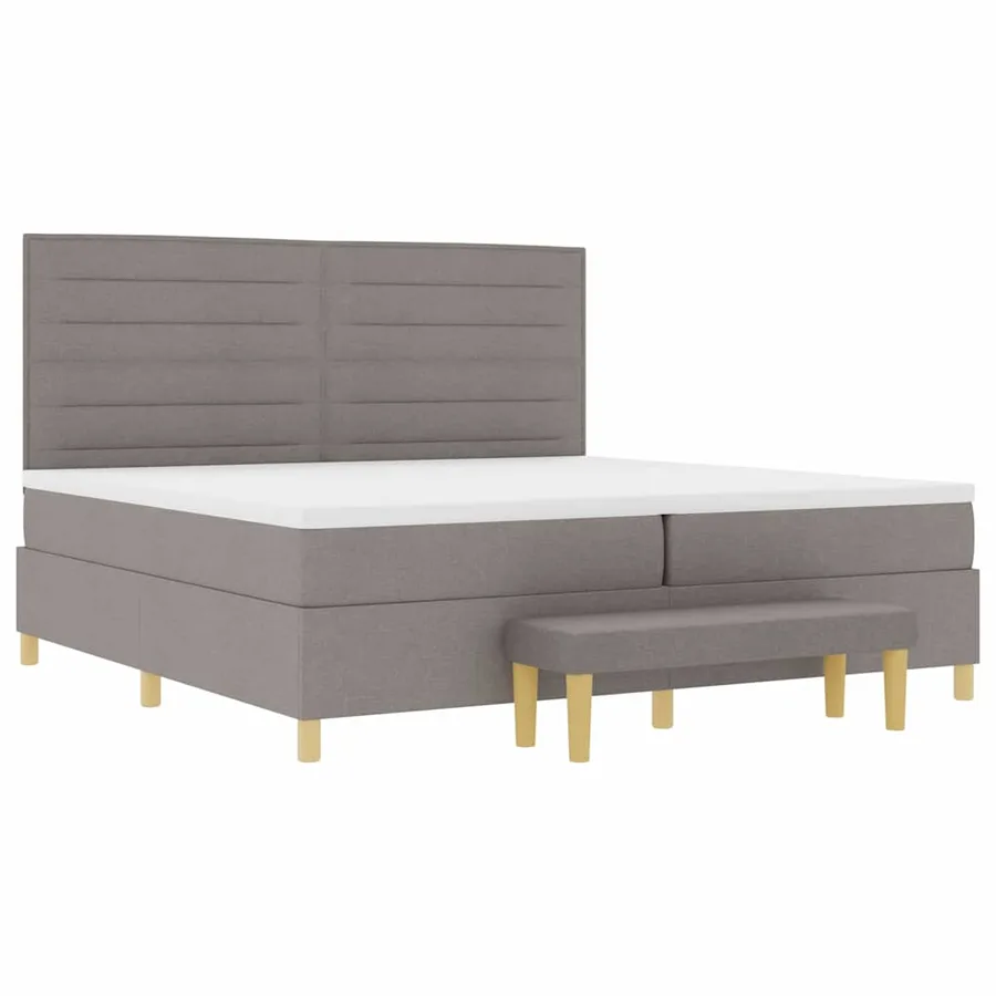 Lit à ressorts avec matelas Taupe 200 x 200 cm tissu - 7