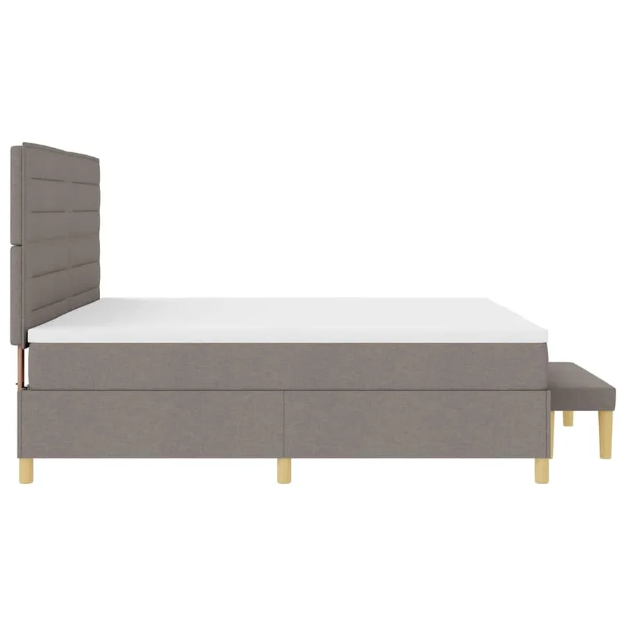 Lit à ressorts avec matelas Taupe 200 x 200 cm tissu - 9