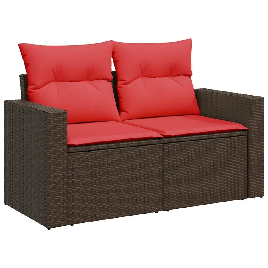 Ensemble de canapé de jardin 11 pcs avec coussins marron résine tressée - 4
