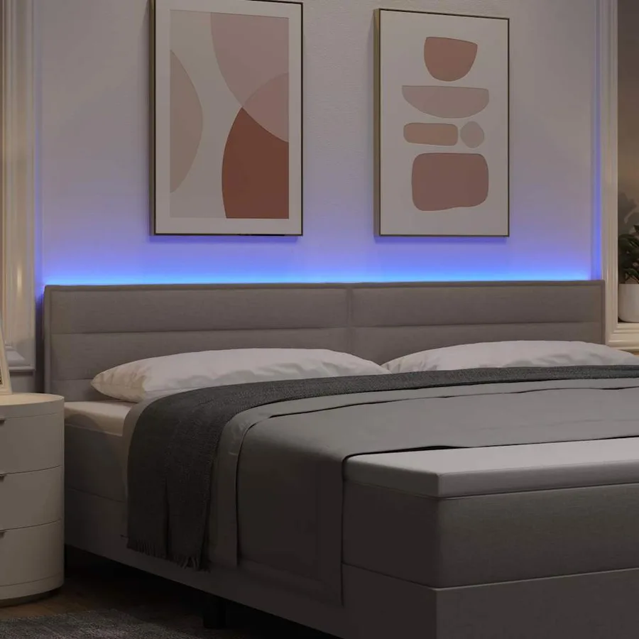 Tête de lit LED avec bandes LED Taupe 200 cm tissu - 4