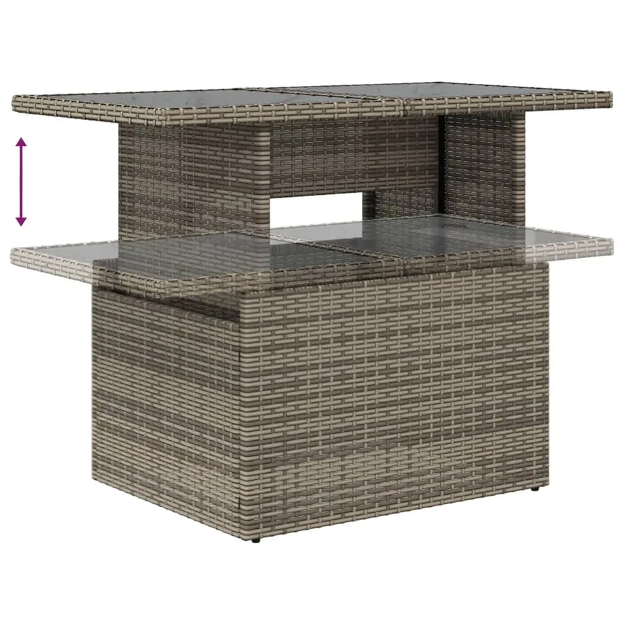 Ensemble de canapé de jardin 5 pcs avec coussins gris résine tressée - 7