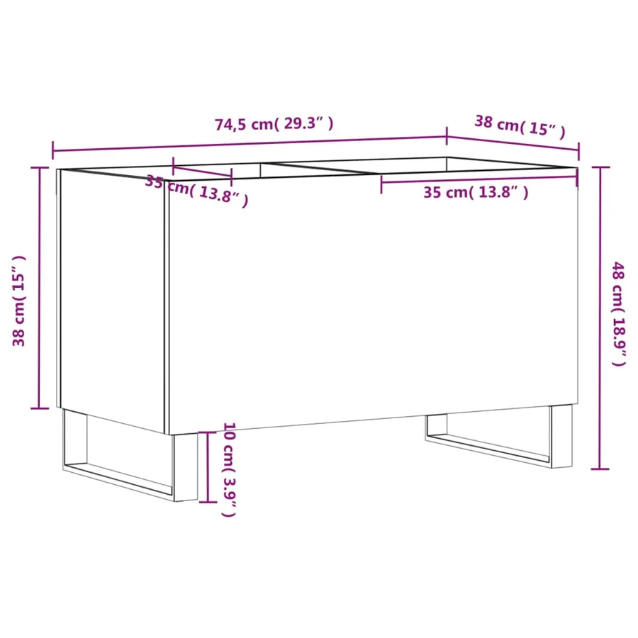 Armoire à disques blanc brillant 74,5x38x48cm bois d'ingénierie - 9
