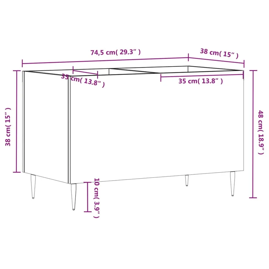 Armoire à disques sonoma gris 74,5x38x48 cm bois d'ingénierie - 9