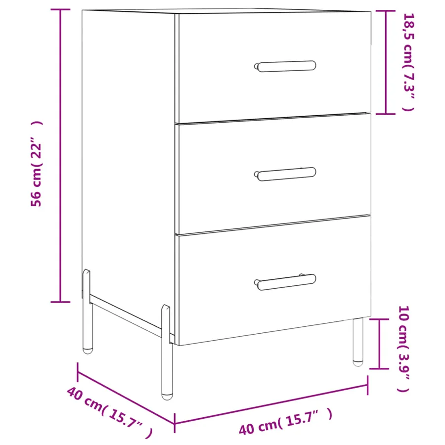 Table de chevet chêne sonoma 40x40x66 cm bois d'ingénierie - 12