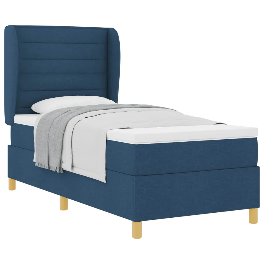 Lit à ressorts avec matelas Bleu 200 x 80 cm tissu - 2