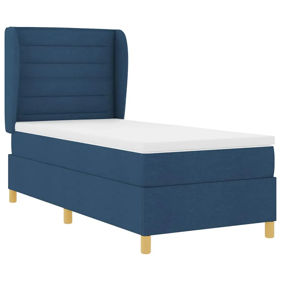 Lit à ressorts avec matelas Bleu 200 x 80 cm tissu - 5