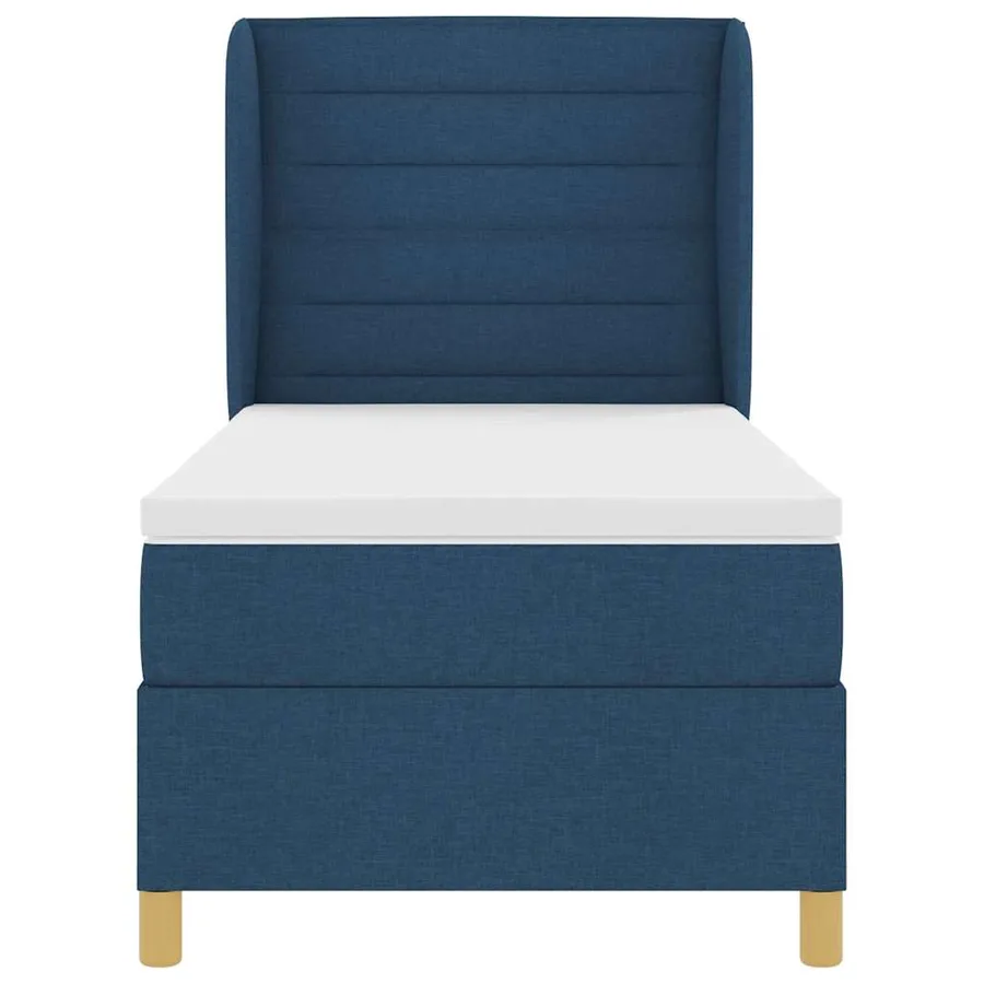 Lit à ressorts avec matelas Bleu 200 x 80 cm tissu - 7