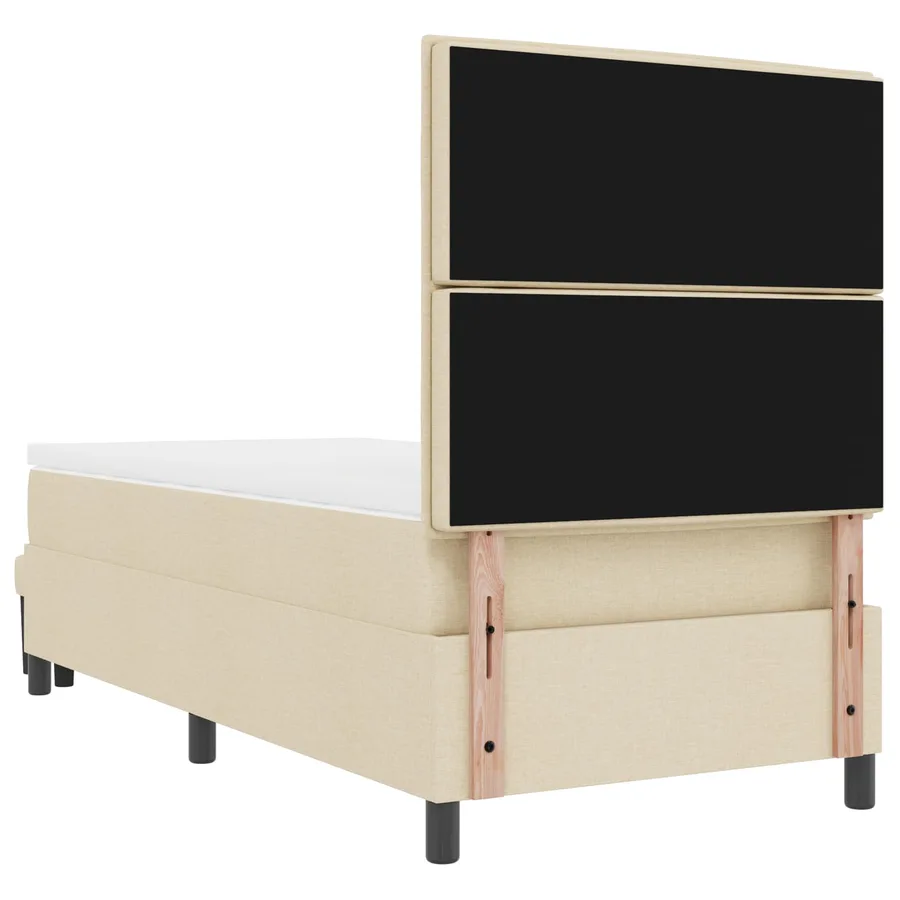 Lit à ressorts avec tête de lit Crème 80 x 200 cm tissu - 4