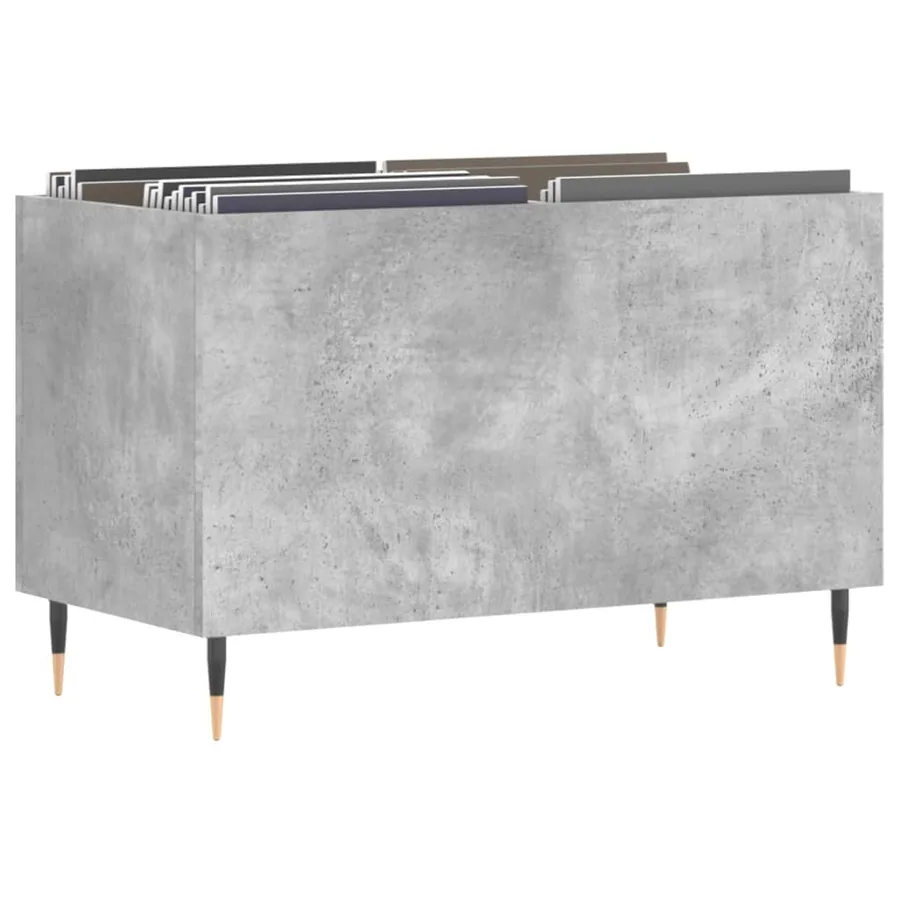 Armoire à disques gris béton 74,5x38x48 cm bois d'ingénierie - 3