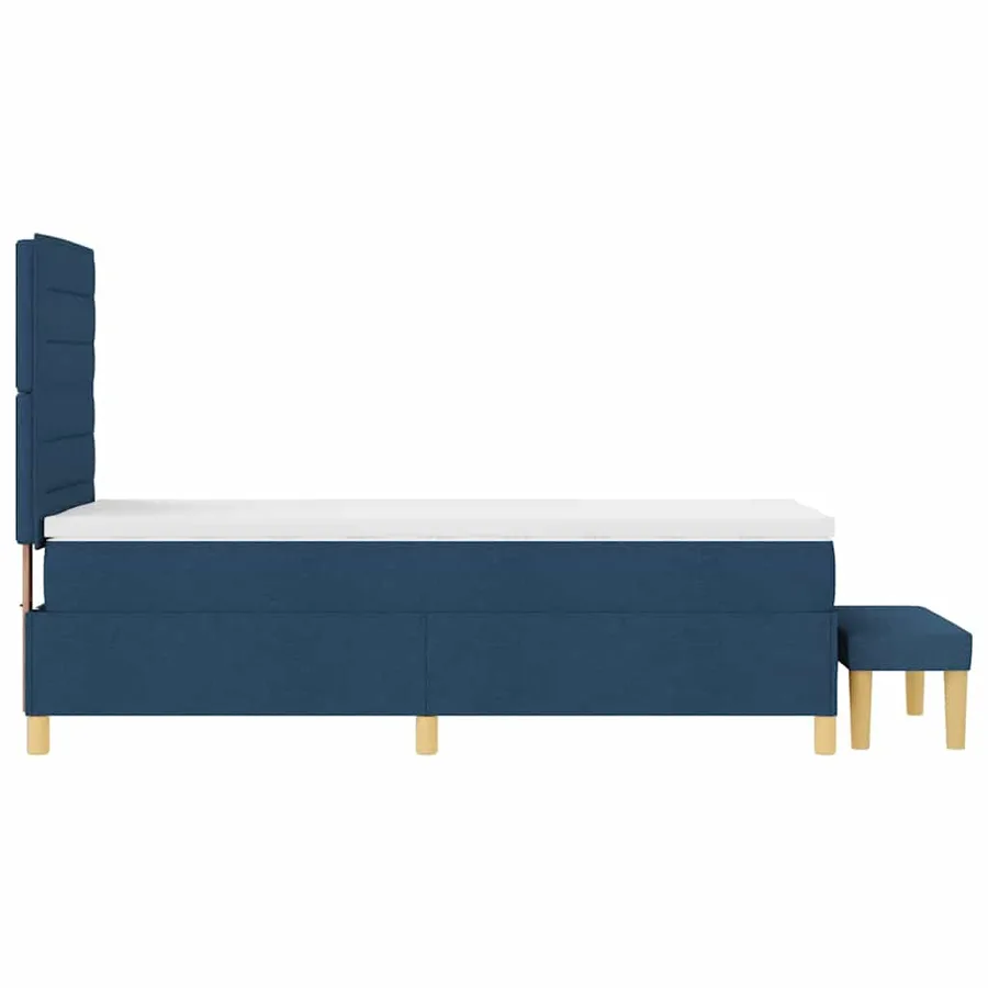 Lit à ressorts avec tête de lit Bleu 200 x 90 cm tissu - 9
