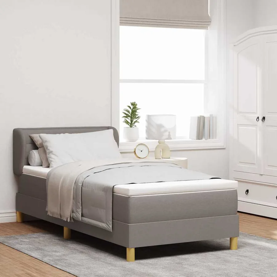 Lit à ressorts avec matelas Taupe 80 x 200 cm tissu