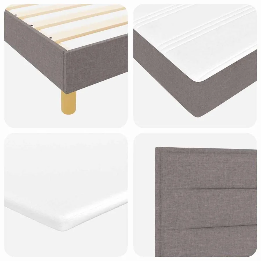 Lit à ressorts avec matelas Taupe 80 x 200 cm tissu - 10