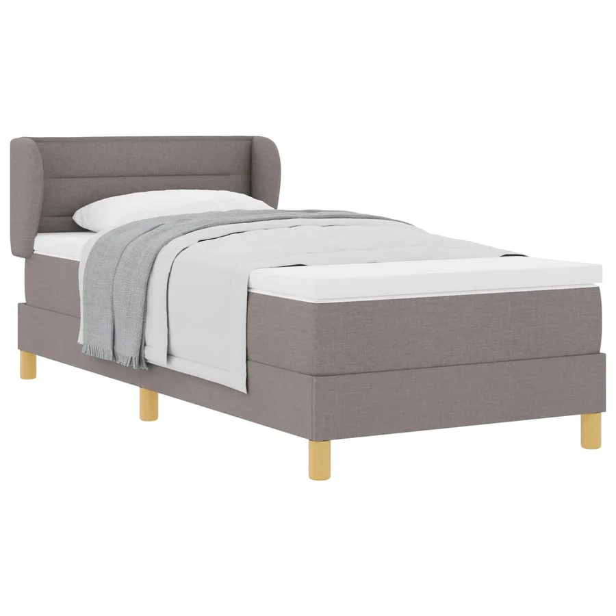 Lit à ressorts avec matelas Taupe 80 x 200 cm tissu - 2