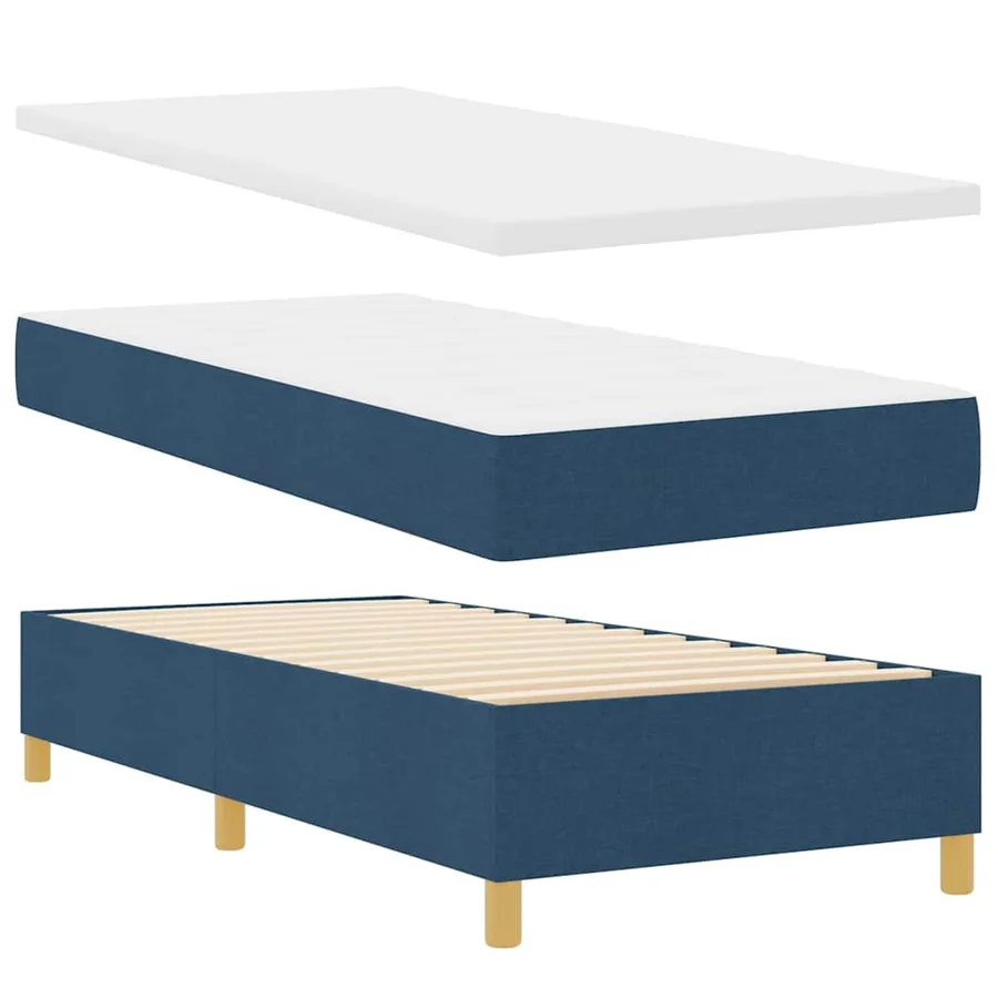 Lit à ressort LED avec matelas Bleu 80 x 200 cm tissu - 7