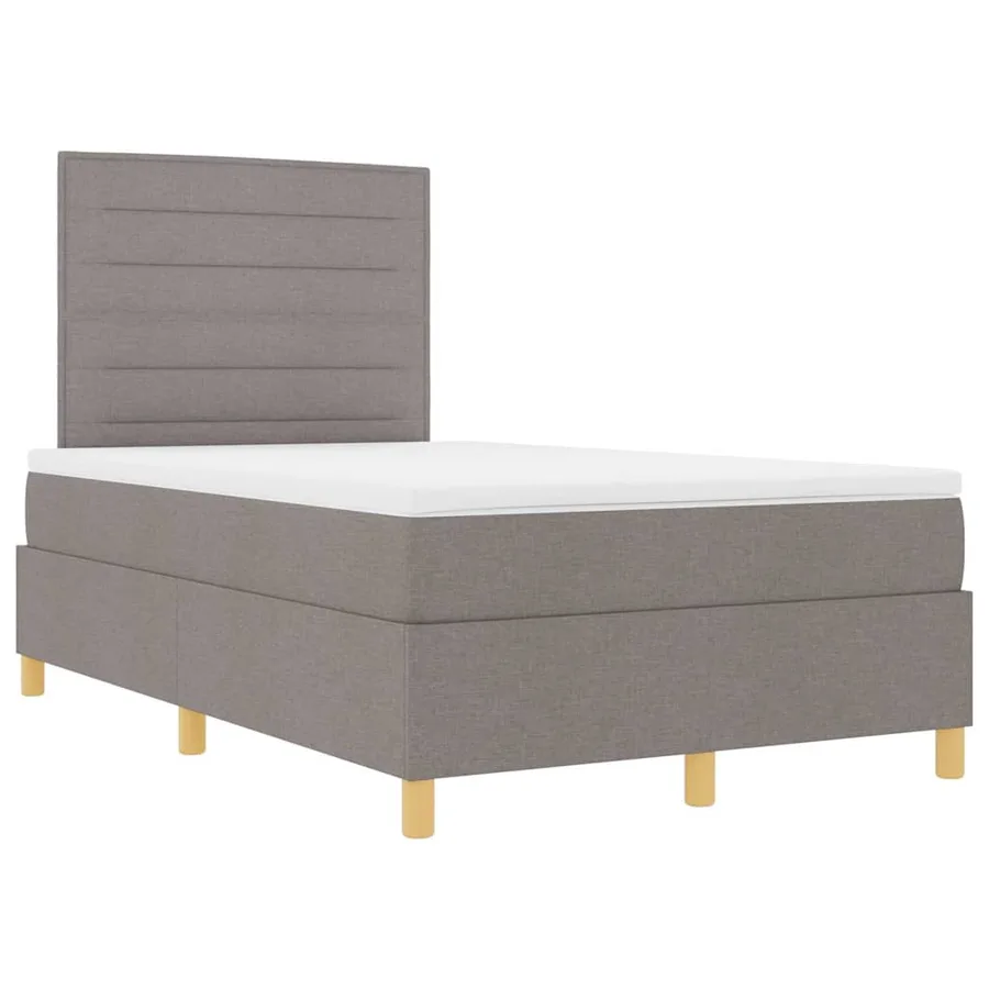 Lit à ressort LED avec matelas Taupe 120 x 190 cm tissu - 6