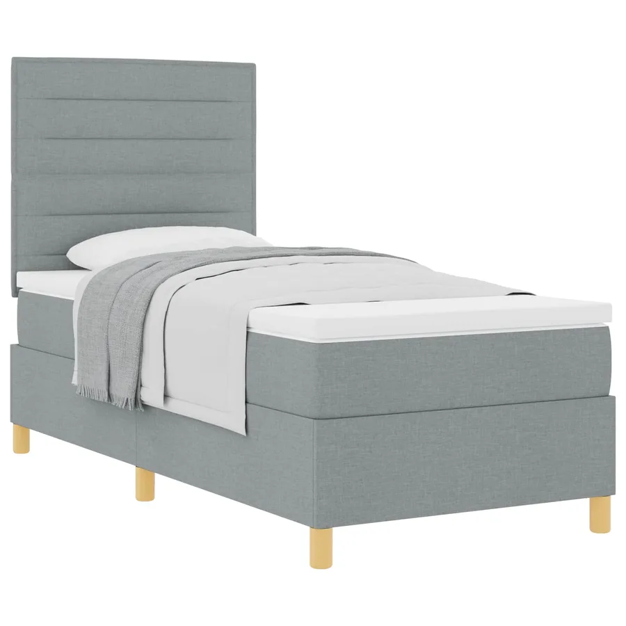 Lit à ressorts avec matelas Gris clair 90 x 200 cm tissu - 2