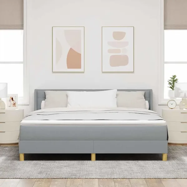 Lit à ressorts avec matelas Gris clair 200 x 180 cm tissu