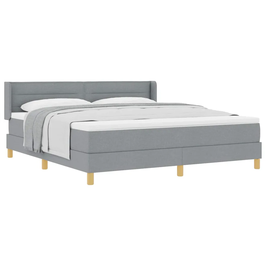 Lit à ressorts avec matelas Gris clair 200 x 180 cm tissu - 2