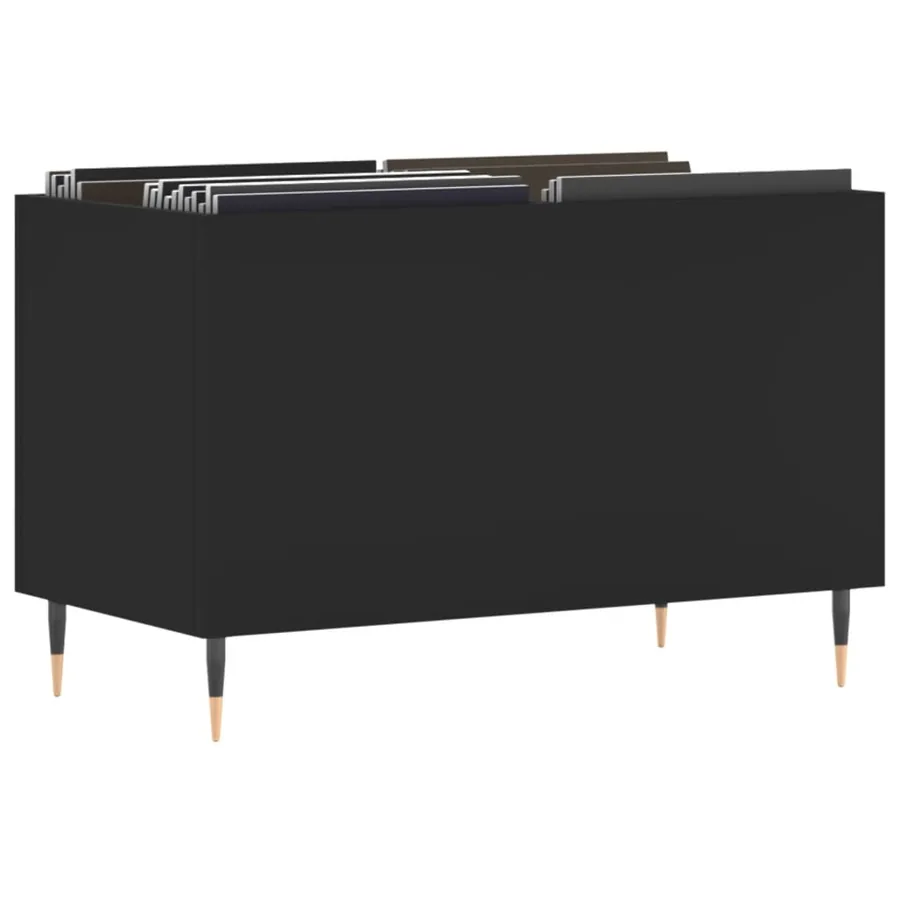 Armoire à disques noir 74,5x38x48 cm bois d'ingénierie - 3