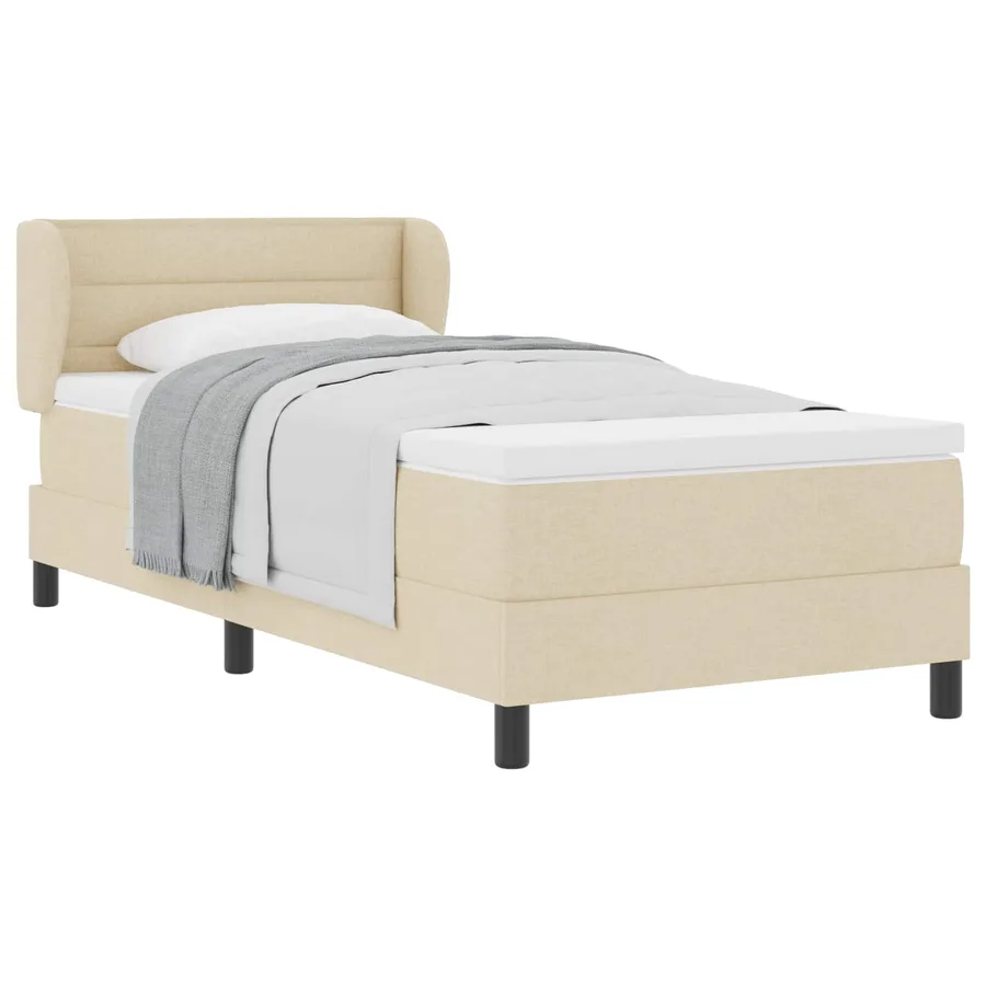 Lit à ressorts avec matelas Crème 90 x 200 cm tissu - 2