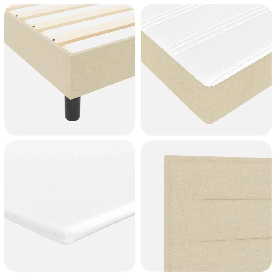 Lit à ressorts avec matelas Crème 90 x 200 cm tissu - 8
