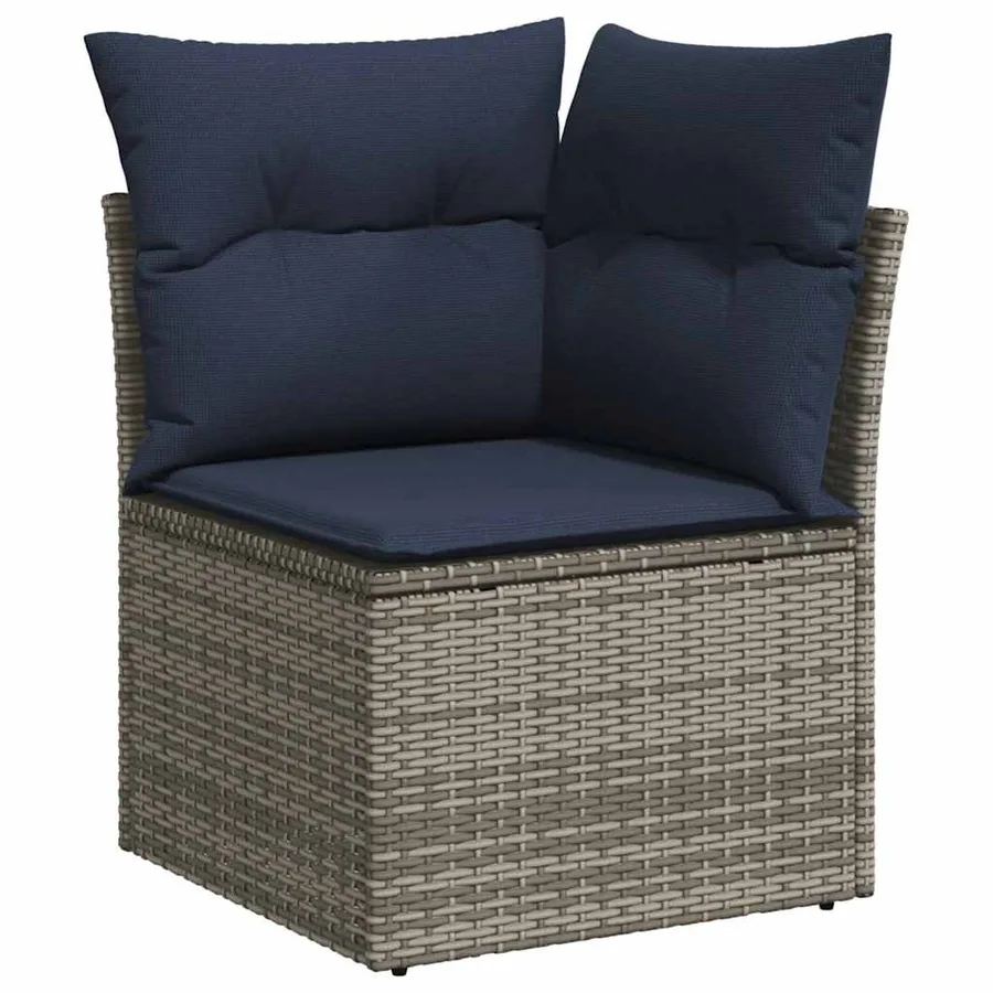 Ensemble de canapé de jardin 7 pcs avec coussins gris résine tressée - 5