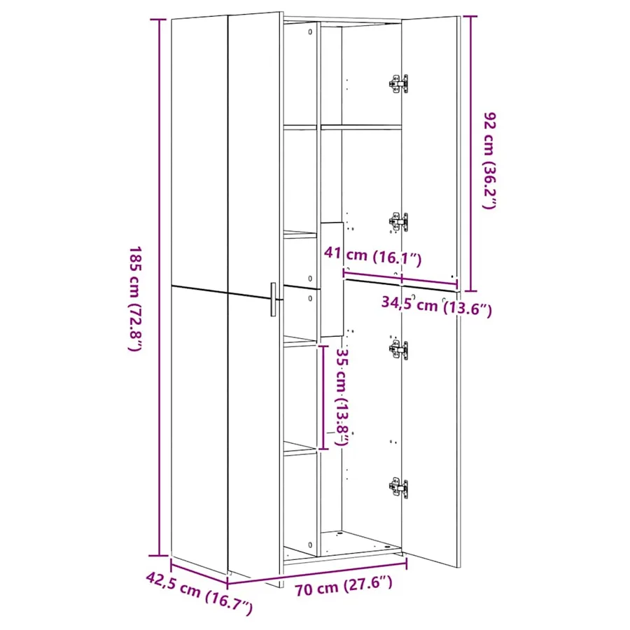 Haut Armoire Bois ancien 70 x 42,5 x 185 cm - 14