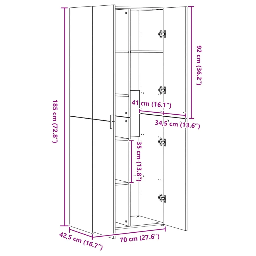Haut Armoire Chêne noir 70 x 42,5 x 185 cm - 12
